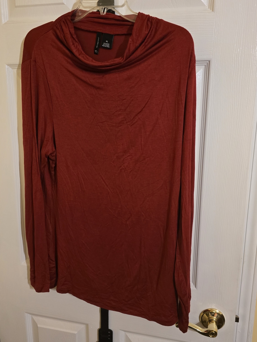 new directions Red Cowl Neck Long Sleeve Top